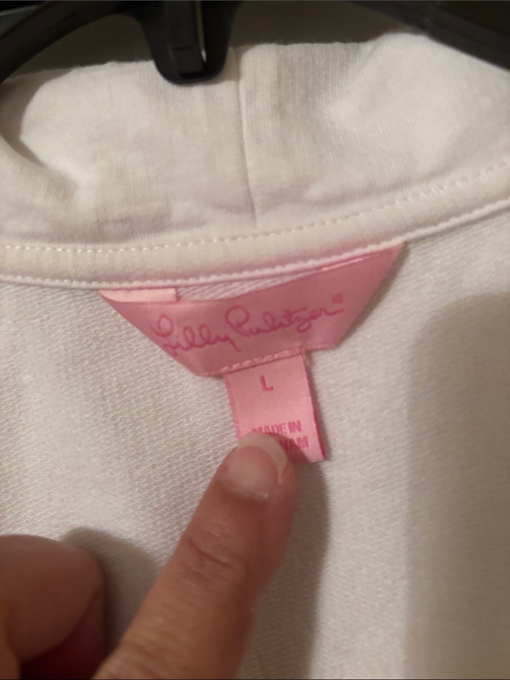 Lilly Pulitzer White Pullover Hoodie with Gold Button Accents - Picture 4 of 5